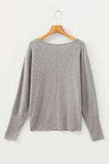 Solid Colour Lantern Long Sleeve Top Extended Cuffs