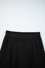 Pleated Pull On High Elastic Waist Loose Straight Pants