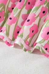 Floral Print Square Neck Ruffled Strap Maxi Dress