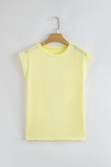 Patchwork Cap Sleeve Round Neck T Shirt