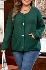 Blackish Green Plus Size Cardigan
