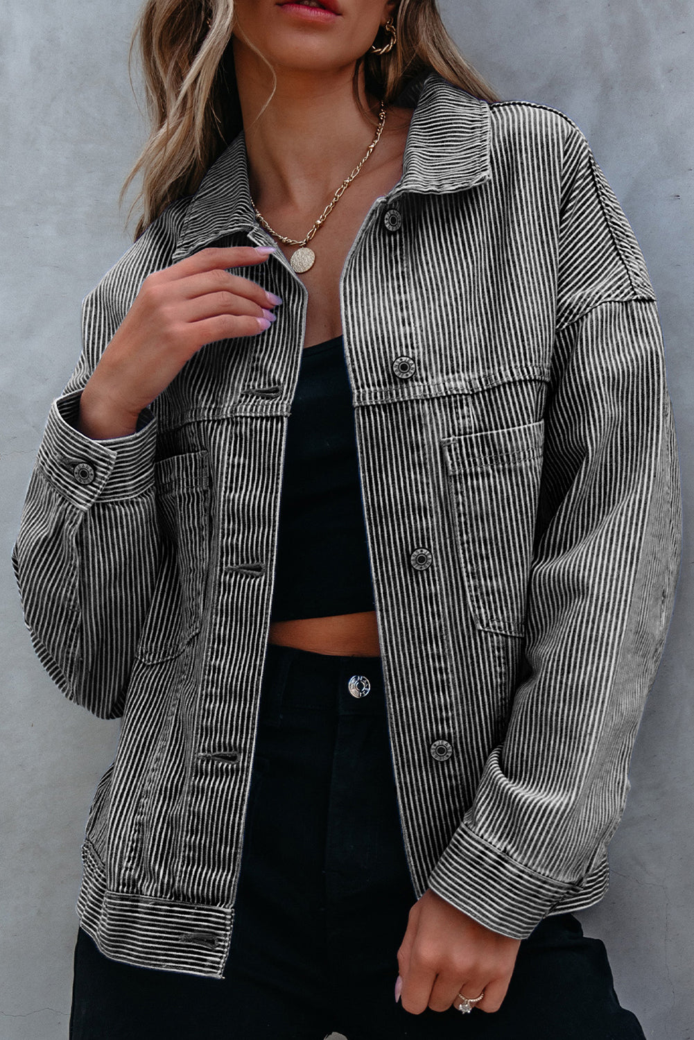 Oversize Pocketed Denim Jacket