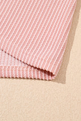 Corded Knit Crew Neck Puff Sleeve Shift Mini Dress