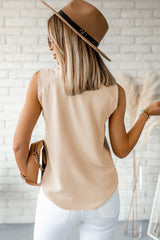 Knotted Shoulder V-Neck Sleeveless Blouse