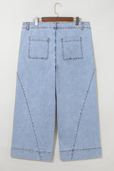 Beau Blue Paneling Wide Leg Plus Size Jeans