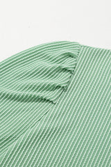 Corded Knit Crew Neck Puff Sleeve Shift Mini Dress