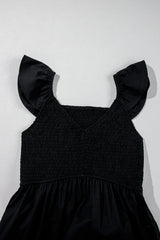 Scoop Neck Flutter Sleeve High Waist Ruffle Maxi Dress