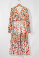 Khaki Floral Tiered Ruffle Plus Size Midi Dress