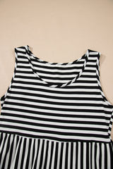 Stripe U Neck Sleeveless Loose Fit Mini Dress