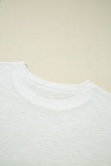 Patchwork Cap Sleeve Round Neck T Shirt