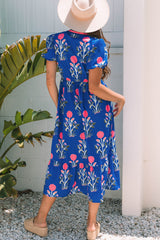 Floral Square Neck Ruffled Strap Maxi Dress