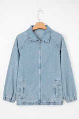 Myosotis Stretch-Edge Zip Denim Pocket Jacket