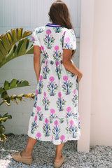 Floral Square Neck Ruffled Strap Maxi Dress
