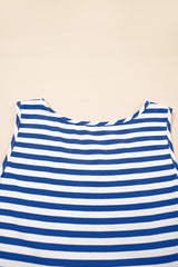 Stripe U Neck Sleeveless Loose Fit Mini Dress