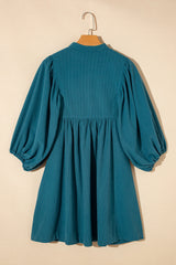 Corduroy Snap Buttons Empire Waist Bracelet Sleeve Mini Dress