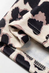 Contrast Detail Tie Waist Leopard Pants