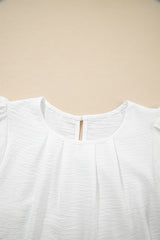 Pleated Texture Short Sleeve Blouse