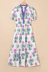 Floral Square Neck Ruffled Strap Maxi Dress