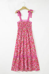 Floral Lace Tied Strap Empire Waist Maxi Dress