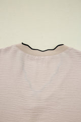 Jet Stream V-Neck Scallop Trim Long Sleeve Blouse