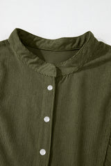 Corduroy Snap Buttons Empire Waist Bracelet Sleeve Mini Dress