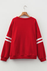 Striped Detail Crew Neck Plus Size Sweatshirt