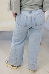 Beau Blue Paneling Wide Leg Plus Size Jeans