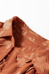 Cinnamon Textured Floral Ruffle-Hem Midi Plus Size Dress