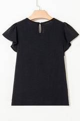 Pleated Texture Short Sleeve Blouse