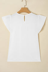Pleated Texture Short Sleeve Blouse