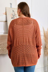 Redwood Burl Mixed Pattern Knitted Plus Size Cardigan