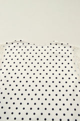 Apricot Polka Dot Lace-Trim V-Neck Sleeveless Plus Size Top