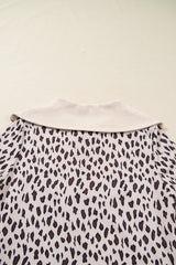 Khaki Leopard Print Zip up Collar Patchwork Shift Mini Dress