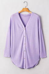 Orchid Petal Waffle Knit Plus Size Cardigan