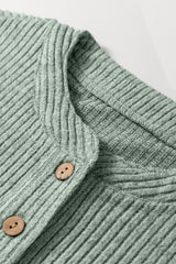 Ribbed Drop-Shoulder Henley Knit Top