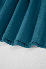 Corduroy Snap Buttons Empire Waist Bracelet Sleeve Mini Dress