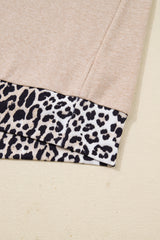 Leopard Patchwork V-Neck Long Sleeve Plus Size Top