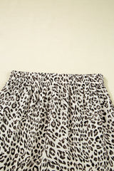 Brown Leopard Print Drawstring Elastic Pants