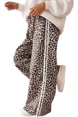 Beige Leopard Side Stripes Plus Size Pants