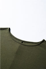 Solid Colour Lantern Long Sleeve Top Extended Cuffs