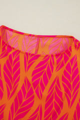Rose Leafy Lantern Sleeve Plus Size Blouse