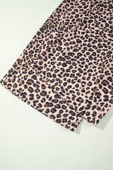 Beige Leopard Side Striped Wide Leg Pants