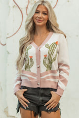 Apricot Desert Cactus Button Cardigan