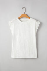 Patchwork Cap Sleeve Round Neck T Shirt