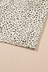 Beige Leopard Print Flared Plus Size Midi Dress
