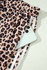 Beige Leopard Side Striped Wide Leg Pants
