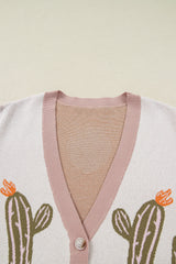 Apricot Western Desert Cactus Print Plus Size Cardigan