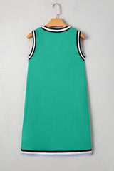 Contrast Trim V Neck Shift Sleeveless Mini Dress