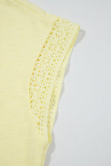 Patchwork Cap Sleeve Round Neck T Shirt