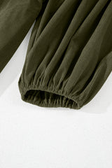 Corduroy Snap Buttons Empire Waist Bracelet Sleeve Mini Dress